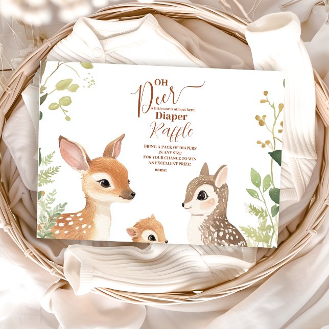 Forest Woodland Oh Deer  Diapper Raffle Enclosure Card (Creator Uploaded)