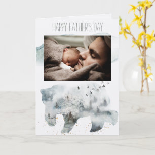 Forest Woodland Pine Father's Day Bear with Photo Card