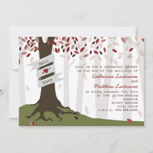 Forest / Woodland Rehearsal Dinner Invitation Red