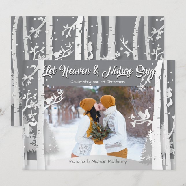 Forest woodland snow scene photo holiday card (Front/Back)