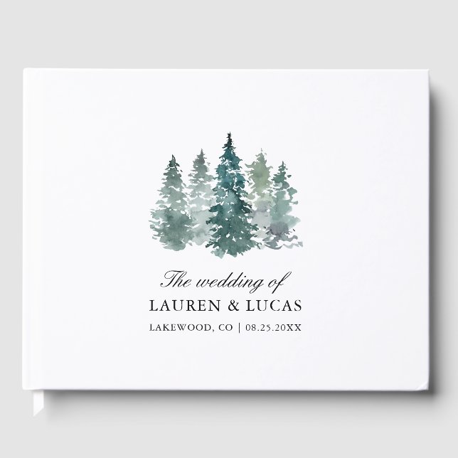 Forest Woodland Trees Pine Thank You Wedding Guest Book (Front)