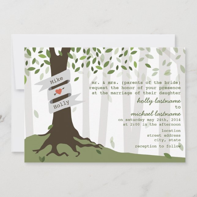 Forest / Woodland Wedding Invitation (Front)