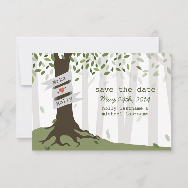 Forest / Woodland Wedding Save The Date (Front)