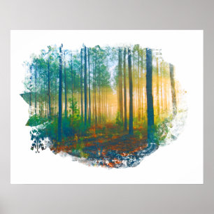 " Forest Woods Rustic Woodland Artsy Poster
