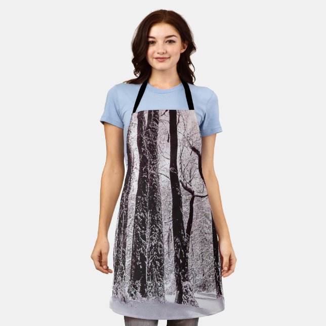 FOREST WOODS SNOWY WINTER SCENERY   APRON (Worn)