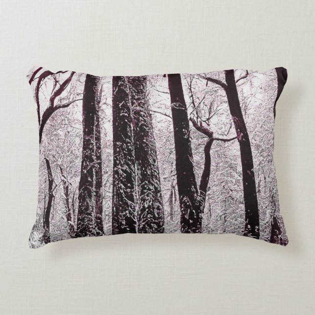 FOREST WOODS SNOWY WINTER SCENERY  DECORATIVE CUSHION (Front)