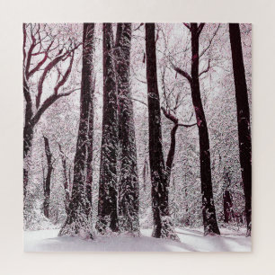 FOREST WOODS SNOWY WINTER SCENERY  JIGSAW PUZZLE