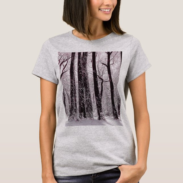 FOREST WOODS SNOWY WINTER SCENERY  T-Shirt (Front)