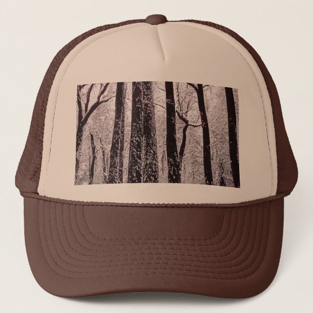 FOREST WOODS SNOWY WINTER SCENERY   TRUCKER HAT (Front)