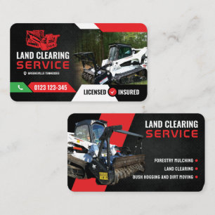 Forestry mulching, land clearing, bush hogging business card