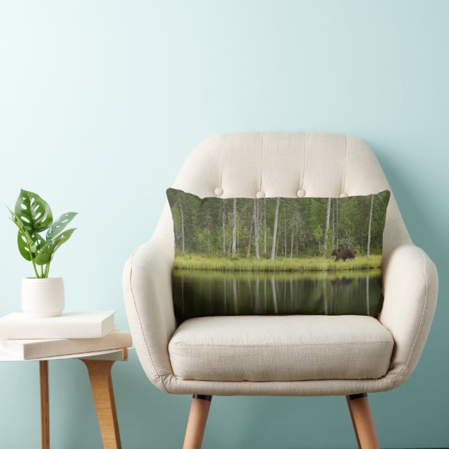 Forests | Bear at Taiga Forest Northern Finland Lumbar Cushion (Chair)
