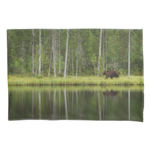 Forests   Bear at Taiga Forest Northern Finland Pillowcase