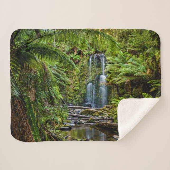 Forests | Beauchamp Falls Australia Sherpa Blanket (Front (Horizontal))