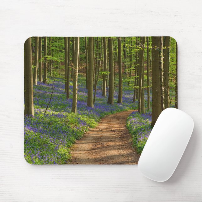 Forests | Bluebell Forest in Belgium Mouse Mat (With Mouse)