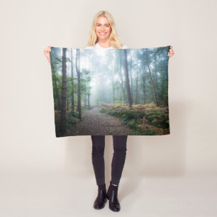 Forests Dark Foggy Woods Norfolk UK Fleece Blanket