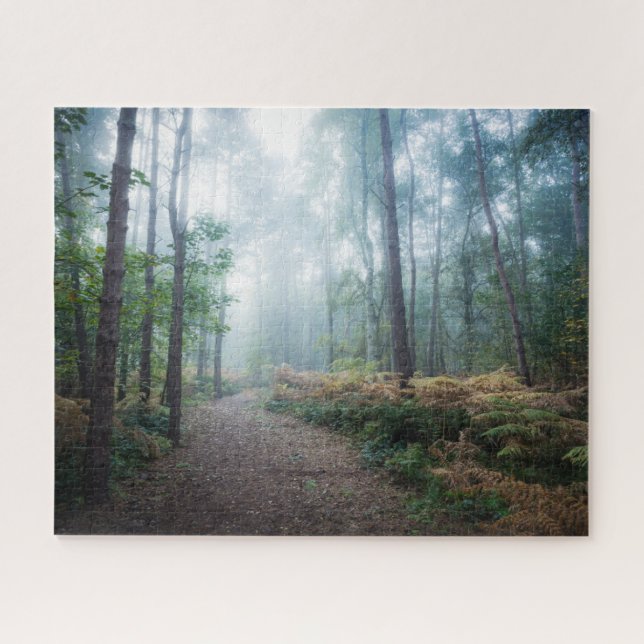 Forests | Dark Foggy Woods Norfolk UK Jigsaw Puzzle (Horizontal)