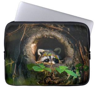 Forests Racoon Peeking Laptop Sleeve