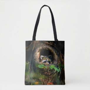 Forests Racoon Peeking Tote Bag