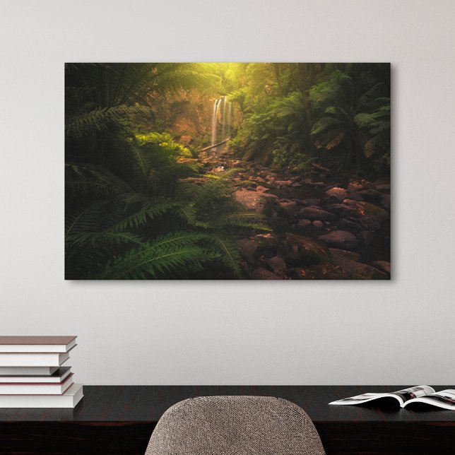 Forests | Sunlight Highlights Waterfall Canvas Print (Creator Uploaded)