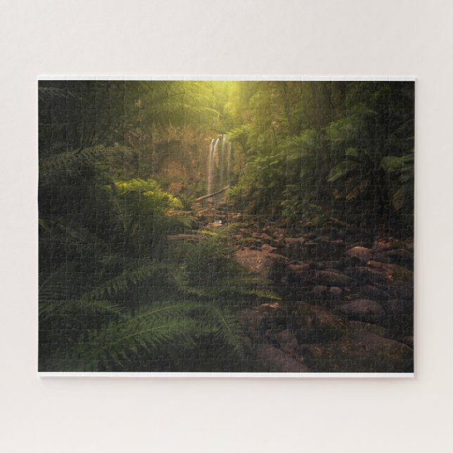 Forests | Sunlight Highlights Waterfall Jigsaw Puzzle (Horizontal)