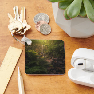Forests   Sunlight Highlights Waterfall Key Ring