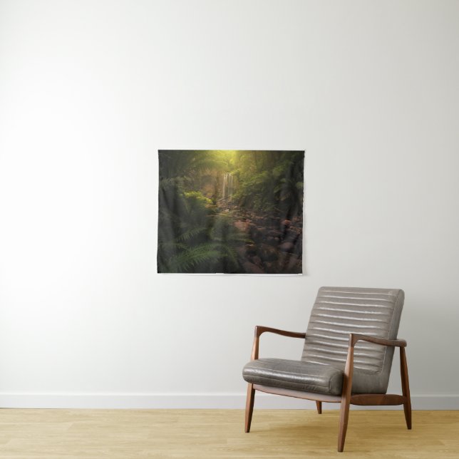 Forests | Sunlight Highlights Waterfall Tapestry (In Situ (Horizontal))