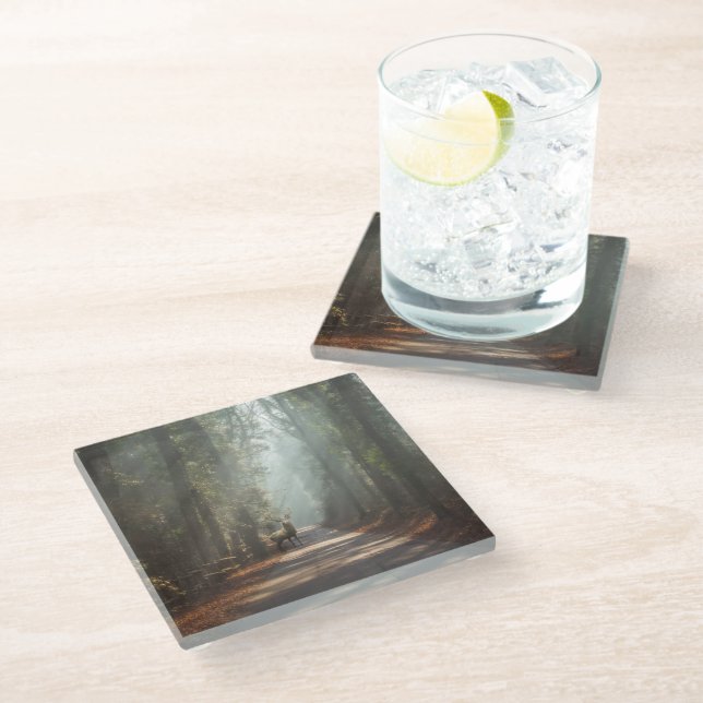 Forests | Woodland Stag Glass Coaster (Angled)
