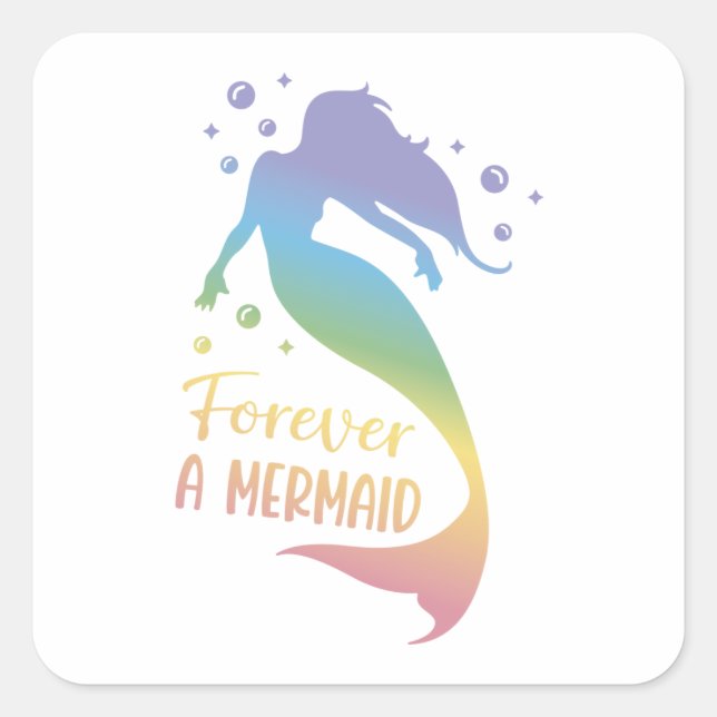 Forever A Mermaid Square Sticker (Front)