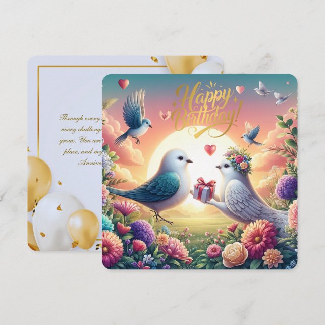 Forever & Always – A Lovebird’s Gift Anniversary C Holiday Card (Front/Back)