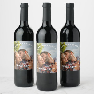 Forever & Always Couple Custom Photo and Name Wine Label