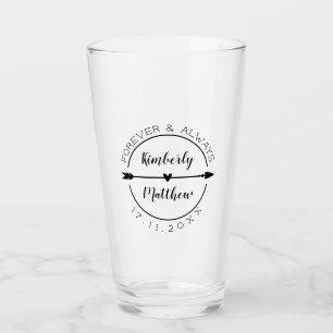 Forever & Always Heart Arrow Wedding Glass