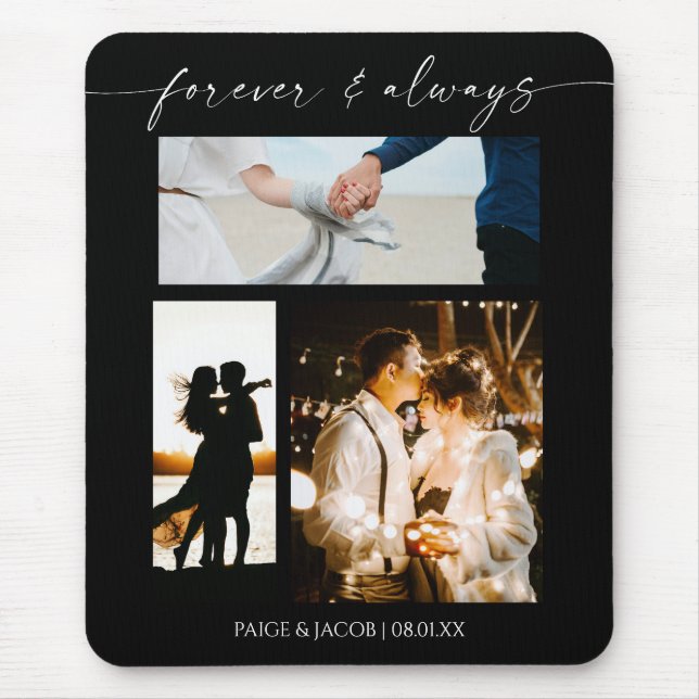 Forever & Always Modern Picture Photo Collage Mouse Mat (Front)