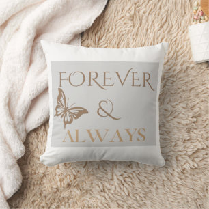 Forever & Always Romantic Saying Grey Elegant Text Cushion