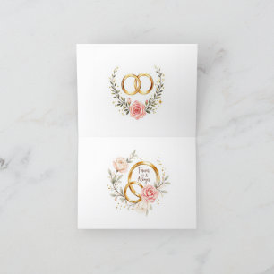 Forever & Always – Romantic Wedding Rings Art Thank You Card