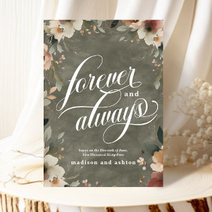 Forever & Always Sage Whisper Floral Wedding Announcement