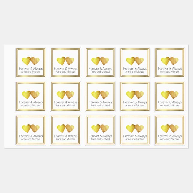 Forever & Always, two faux gold hearts wedding (Sheet)