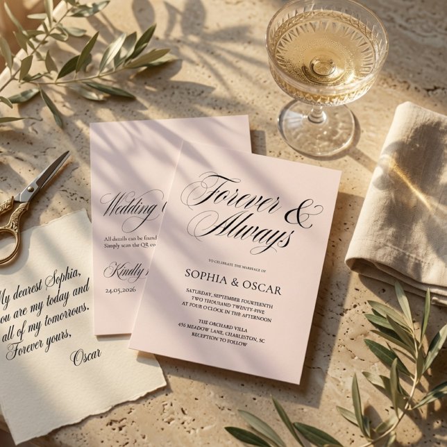 Forever & Always Wedding Invitation with QR Code (Creator Uploaded)