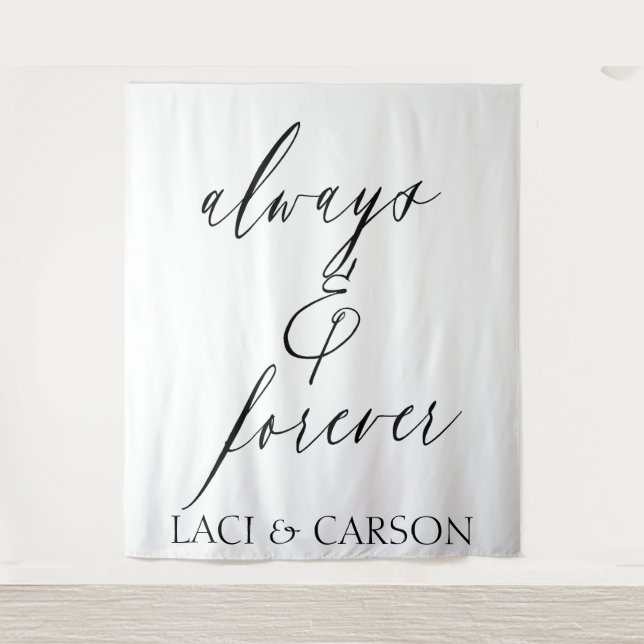 Forever & Always Wedding Quote Tapestry (Front)