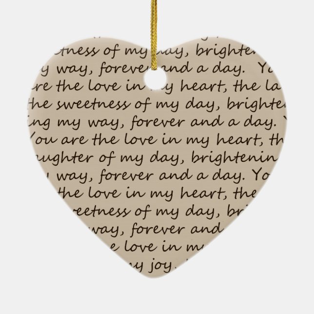 Forever and A Day Poem Ceramic Tree Decoration (Back)
