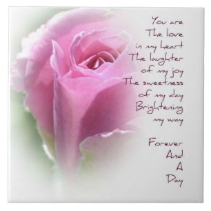 Forever and A Day Rose Poem Ceramic Tile
