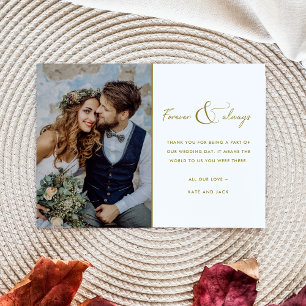 Forever and Always Gold Wedding Photo Thank You Card