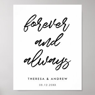 Forever and always Modern typography wedding sign