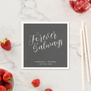 Forever and Always Script Grey Wedding Napkins
