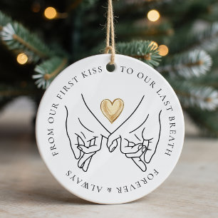 Forever and Always Wedding Anniversary Photo Ceramic Tree Decoration