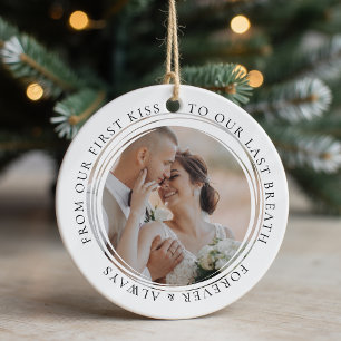 Forever and Always Wedding Anniversary Photo Ceramic Tree Decoration