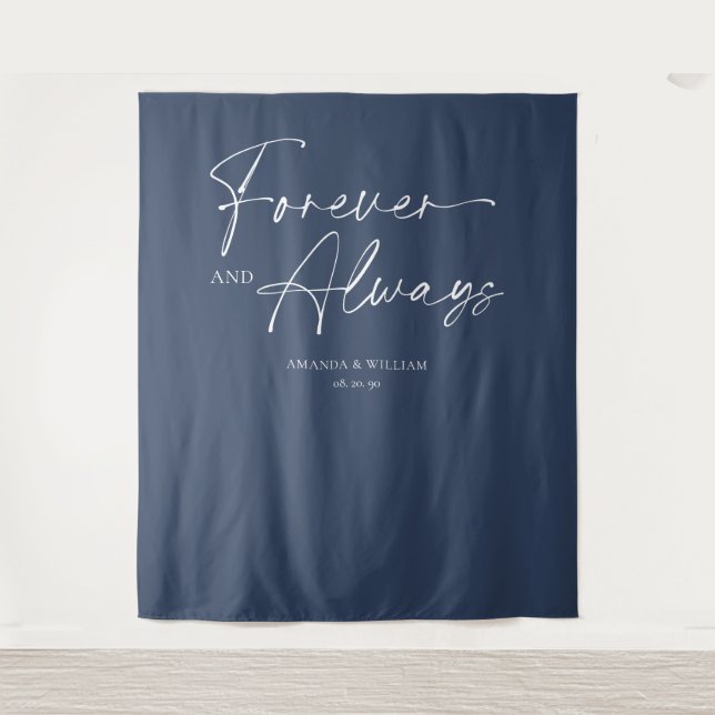 Forever and Always Wedding Backdrop Tapestry (Front)