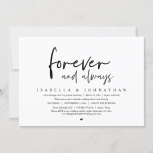 Forever and always, Wedding Elopement Party Invitation