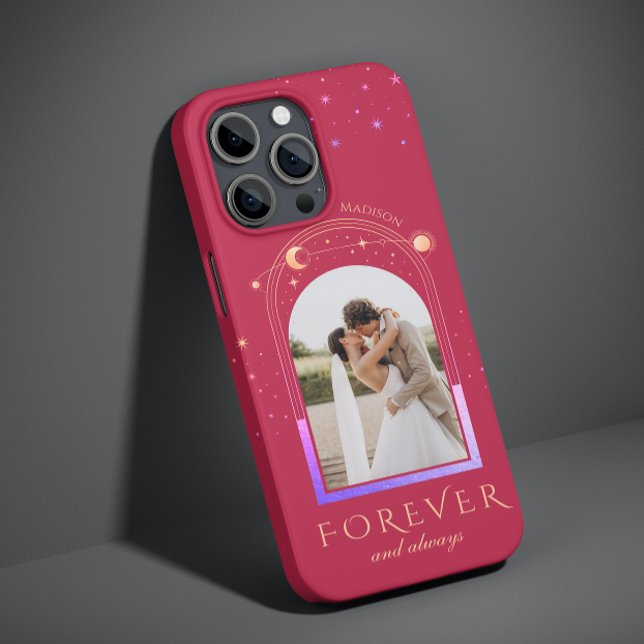 FOREVER AND ALWAYS Wedding Magenta Celestial Photo Case-Mate iPhone Case (Creator Uploaded)