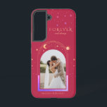 FOREVER AND ALWAYS Wedding Magenta Celestial Photo Samsung Galaxy Case<br><div class="desc">FOREVER AND ALWAYS Wedding Magenta Celestial Photo Personalised Name Smart Phone Samsung Galaxy Case features the sun, moon and stars with your favourite picture on a magenta background and personalised with your name and custom text or "Forever and always" in modern gold calligraphy script typography. PHOTO TIP: centre your photo...</div>