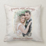 Forever and Always Wedding Photo Template Cushion<br><div class="desc">"Forever and Always" and two golden rings... Romantic watercolor effect wedding photo template with places for their names and the date. Very unique keepsake for the newlyweds or as an anniversary gift... ~ Please select a photo with the subject well centred and no important element near the edges as these...</div>